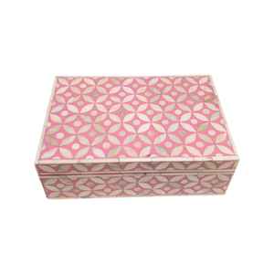 Boîte à bijoux artisanale en nacre dorée avec incrustations en os, élégante, pour ranger bagues, colliers et boucles d'oreilles - Product Image 2