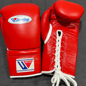 Gants de boxe professionnels RTS à lacets, couleur rouge personnalisée, fabriqués en cuir de vache véritable, pour l'entraînement et la compétition - Product Image 5