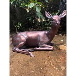 Sitting Doe Statue Farmhouse Garden Supplies <b>Christmas</b> Decoration Bronze Female <b>Reindeer</b> Sculpture For <b>Outdoor</b> Decor Items - Product Image 3