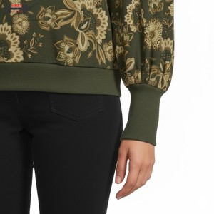 Oem Custom Logo Quality Cotton Fleece Streetwear 300g Winter Women V-neck Solid Pattern Oversize Pullover <b>Sweatshirt</b> Hoodie - Product Image 3