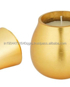 High Quality Handmade Gold Pear Shaped Wax Filled Metal Candle Wholesale - Product Image 3