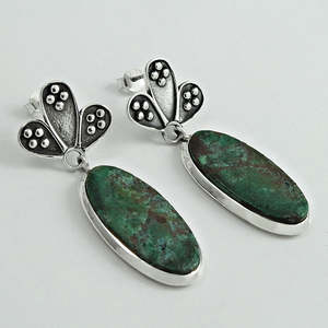 Boucles d'oreilles en forme de pierre précieuse d'agate naturelle en argent sterling massif 925 avec pendentif en gros de bijoux de bohème - Product Image 1