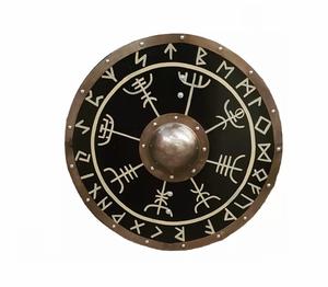 Escudo vikingo Medieval redondo negro, protección totalmente funcional de larga duración, escudo medieval para batalla, uso de decoración del hogar - Product Image 1