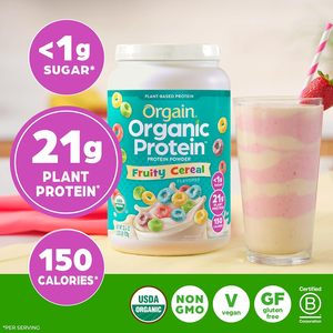 Proteína Vegana Orgánica en Polvo Orgain, Sabor a Cereal Afrutado - 21 g de Proteína Vegetal, 2.03 lb - Product Image 3
