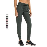 Salopette 100% coton sur mesure unisexe gris sueur ceinture élastique poids lourd coupe ample pantalon pour femme à l'avant plat - Product Image 6