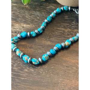 Collier perlé style Navajo en turquoise et argent sterling, design tendance avec perles enfilées - Product Image 4