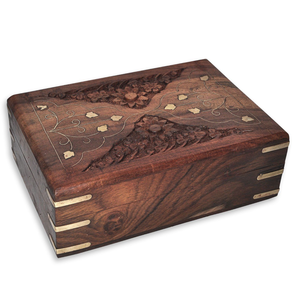 Boîte à bijoux en bois fabriquée à la main de la meilleure qualité avec un design multi-artisanat en laiton - Product Image 4