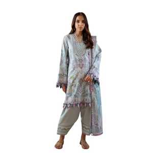 Nueva tendencia Punjabi y paquistaní de manga completa bordado mujer traje Salwar Kameez césped para Fiesta y Bodas - Product Image 1