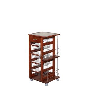 Authentic MASLEGNO Beech Solid Wood Kitchen Cart Iron Bottle Holder Modern Design <b>Plastic</b> <b>Wheels</b> Handles-Stylish Storage - Product Image 1