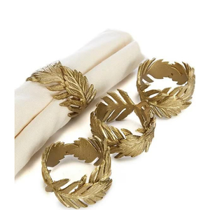 Lot de 4 ronds de serviette modernes en feuille d'or pour décoration de table à manger de mariage Porte-serviettes en métal de luxe pour la maison et la fête Vaisselle - Product Image 1