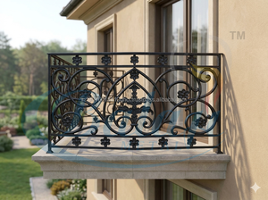 Barandilla Decorativa de Hierro Fundido de Primera Calidad, Diseño Moderno, Duradera, Color Gris Natural Pulido, Valla Metálica para Balcones, Villas de Lujo - Product Image 4