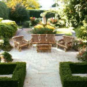 Ensemble de canapés en rotin de bambou pour patio au design unique Ensemble de canapés en rotin de bambou vintage Ensemble de canapés en rotin de bambou 5 places avec table pour restaurant et café - Product Image 2