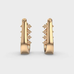 Boucles d'oreilles créoles de luxe en or 18 carats avec diamants pour femme, pierres CZ taille baguette et taille ronde, boucles d'oreilles huggie tendance, bijoux fins pour mariée, cadeau - Product Image 1