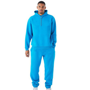 Nouvel ensemble de survêtement d'hiver en coton épais avec logo imprimé en relief, pantalon oversize et sweat à capuche court - Product Image 1