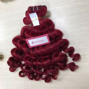 ราคาส่ง ผมแท้สีแดง 18 นิ้ว แบบลอนธรรมชาติ ต่อผมแบบเย็บด้วยเครื่อง - Product Image 3