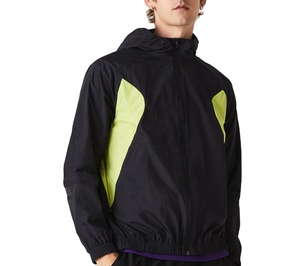 Vêtements respirants pour hommes personnalisés, veste coupe-vent à fermeture éclair 100% polyester, veste coupe-vent en nylon à blocs de couleurs de grande taille - Product Image 3