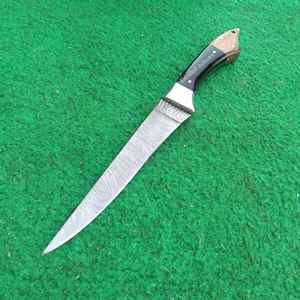 Cuchillo de deshuesar de filete de chef de Damasco hecho a mano con mango de madera, cuchillo de cocina personalizado con Funda de cuero y borde afilado - Product Image 6