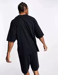 Hot <b>Sale</b> Summer Comfort Men's Casual O-Neck Track Suit Custom Size Solid Color Knitted T-Shirt and Shorts Set Wholesale - Product Image 3