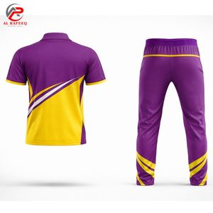 ชุดเสื้อคริกเก็ตแขนสั้นผู้ชายใส่สบาย พร้อมกางเกงขายาว ทรงพอดีตัว ชุดกีฬา เสื้อยืดแฟชั่นทีมแบบกำหนดเอง พิมพ์ลายแบบซับลิเมชั่น - Product Image 2