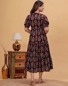 ชุดเดรสผ้าคอตตอนแบบสั้นสำหรับเจ้าสาวของขวัญแต่งงานชุดเดรสพิมพ์ลายดอกไม้ของขวัญวันเกิดสำหรับผู้หญิงของอินเดีย - Product Image 3