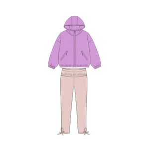 Ensemble de vêtements en tissu coupe-vent personnalisé pour filles, veste à capuche assortie à un short, vêtements de sport décontractés pour l'école et les activités de plein air - Product Image 2