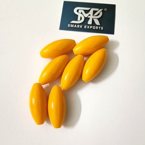 Perles ovales en résine écologique jaune vif pour la fabrication de bijoux et de colliers, finition lisse et brillante pour les travaux manuels de perlage - Product Image 3