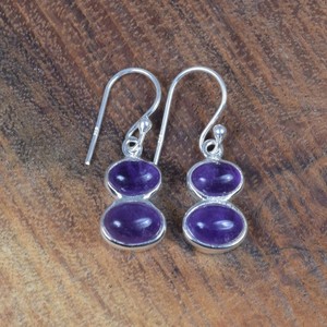 Super Quality Amethyst 925 Sterling Silver Natural Oval Cabochon Bezel Setting Dandle Drop <b>Hook</b> Claps <b>Earring</b> Handmade Jewellery - Product Image 1