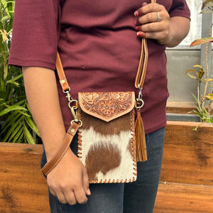 Hand Tooled Leather <b>Phone</b> Holster with <b>Belt</b> Clip High Quality Genuine Leather Crossbody <b>Mobile</b> Bags Cowhide Wristlet <b>Phone</b> <b>Pouch</b> - Product Image 2