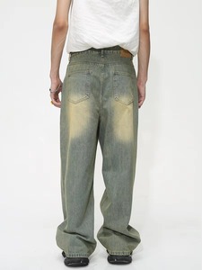 OEM Streetwear Plus Size Wide Leg Jeans custom Men's 100% cotton Eco-Friendly Moisture-Wicking -<b>Tex</b> Baggy Denim Pants - Product Image 4