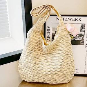 Nouveau sac de plage pour ordinateur portable grande capacité printemps-été 2025, sac fourre-tout en paille nouveau style avec fermeture éclair et doublure en polyester - Product Image 2