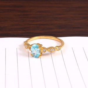 Anillo de ajuste de Punta clásica de Plata de Ley 925 con CZ azul y blanco para regalos de cumpleaños y aniversario de mujeres - Product Image 2