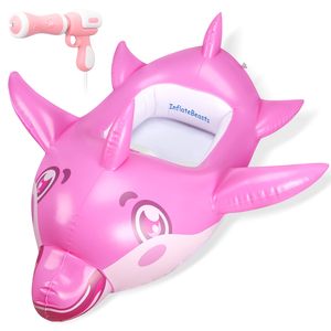 Top Quality Shark Kids Pool Float <b>Inflatable</b> with Water Gun Ride On Swimming Float for Ages 3-10 Lake Beach Pool Party Water - Product Image 2