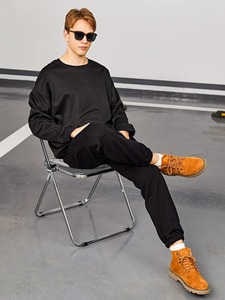 Conjunto de chándal de Jersey de lana de algodón para hombre, ropa deportiva con logotipo personalizado, sudadera para correr de dos piezas de Color sólido, pantalones de chándal de invierno - Product Image 6