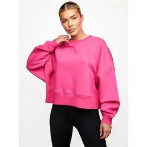 Women Fitness Clothing Fleece Crew Neck beautiful color Gym Sweater Cotton Jumper Oversize sweatshirts