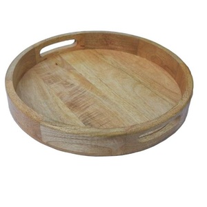 Plateau de service en bois d'acacia forme faite à la main poignée en métal élégante Style design moderne pour hôtel Restaurant décor à la maison assiettes à manger - Product Image 2