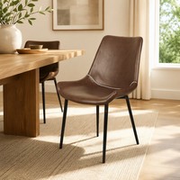 Chaise de salle à manger rétro de luxe en cuir PU blanc avec coutures en X, dossier rembourré, style nordique moderne, pour restaurant et usage domestique