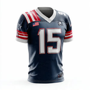 Maillots de football américain 100% polyester Col en V Maillot de football unisexe Manches courtes Maillots de football américain - Product Image 3