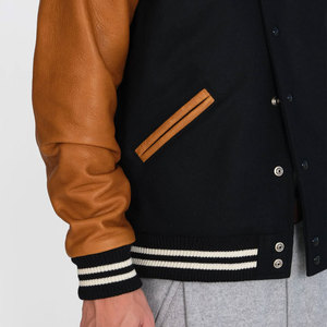 Mejor artículo Diseño único Hombres Lettermen Chaqueta Color sólido Venta en línea Varsity Hombres Chaqueta de béisbol con mangas de cuero - Product Image 6