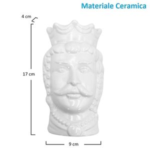 Set di 4 umidificatori in ceramica bianca per radiatori King Queen Heads 9x4x17 cm decorazione della parete del bagno di casa con climatizzatore - Product Image 2