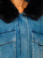 Veste matelassée imperméable en denim de coton bleu délavé personnalisée pour femmes, manches longues, bouton vintage, élégante, décontractée, vêtements d'extérieur d'hiver