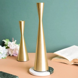 New Arrival Customized Tabletop <b>Dinner</b> Decorative Metal <b>Candle</b> Holder & <b>Candle</b> Stick Pillar Stand in Gold Finished - Product Image 1