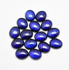 Lab Grown Royal Blue Sapphire Oval Cabochon 5X3 mm To 20X15 mm Loose Calibrated Gemstone Customized Order Is Also Accepted