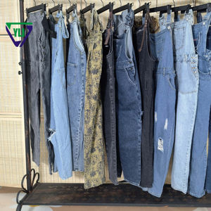 Jeans Vintage de Segunda Mano con Tirantes para Niñas, <span class=keywords><strong>Ropa</strong></span> de Mujer, Pantalones Vaqueros de Estilo <span class=keywords><strong>Retro</strong></span>, <span class=keywords><strong>Ropa</strong></span> Usada - Product Image 1