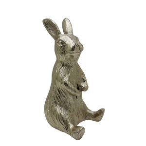 ประติมากรรมกระต่ายตั้งโต๊ะตกแต่งบ้าน สไตล์โมเดิร์น ทำจากอะลูมิเนียมเคลือบนิกเกิลหยาบ สำหรับตกแต่งบ้านและนอกบ้าน ขายส่งจากโรงงาน - Product Image 2