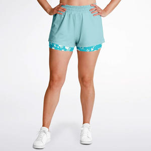 Pantalones cortos para correr de cintura alta sólidos personalizados para mujer 2 1 transpirable gimnasio entrenamiento verano ropa deportiva servicio OEM Etiqueta Privada - Product Image 6