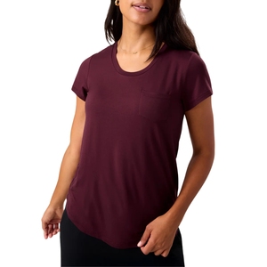 Camiseta informal de manga corta con cuello redondo y bolsillo para mujer, corte regular, color gris claro, tela de jersey de algodón y poliéster. - Product Image 5