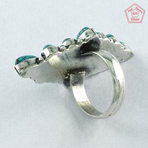 แหวนเงินสเตอร์ลิง925หินเทอร์ควอยซ์ดีไซน์สวยแหวนเงินเทอร์ควอยซ์สำหรับ925เครื่องประดับอินเดีย - Product Image 4