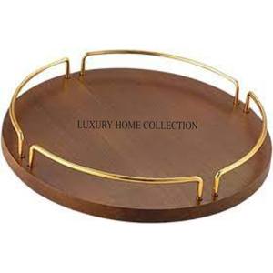 Bandeja grande de cuero Bandejas redondas tradicionales de madera para servir con acabado de alta calidad y asas ergonómicas para facilitar su uso - Product Image 6