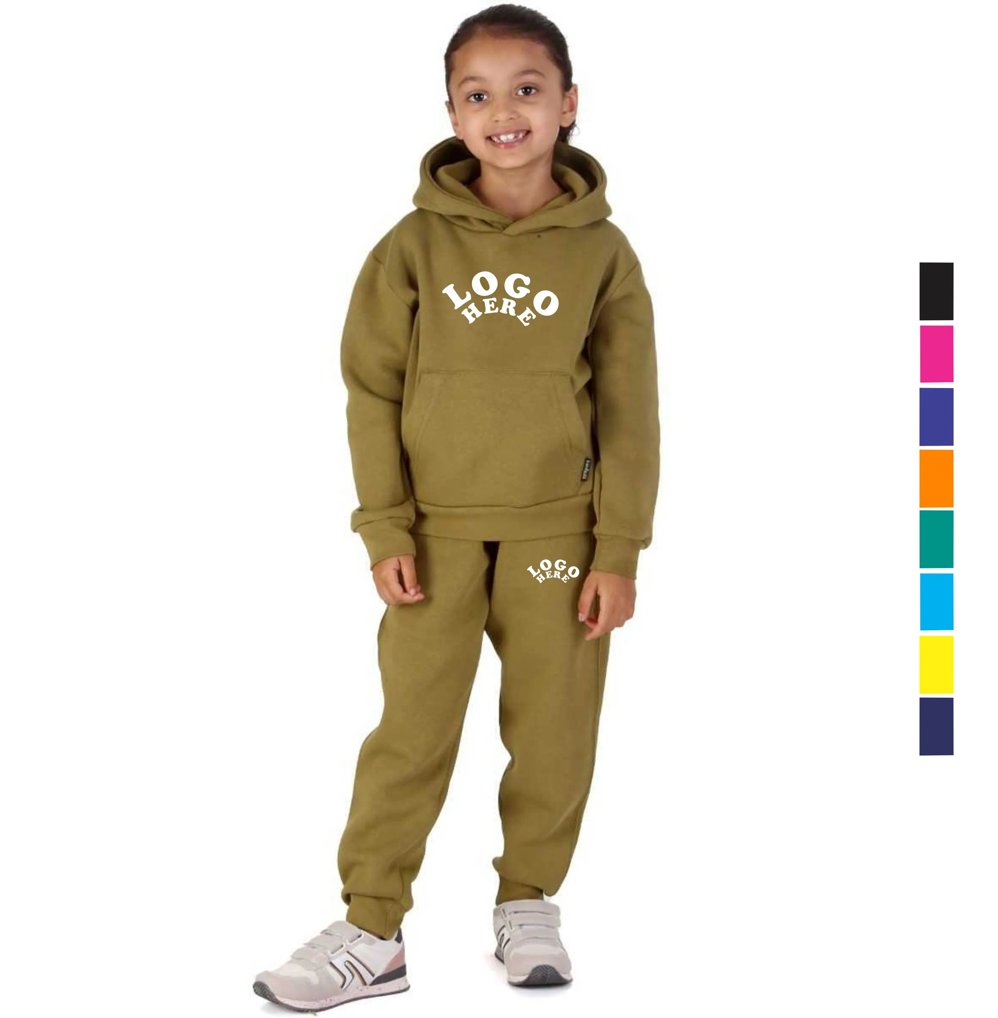 Erkek bebek kız giysileri çocuklar kazak Hoodies + Sweatpants Logo baskılı Hoodie 2 adet pamuk eşofman Boys giyim setleri