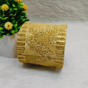 24K Gold Plated One Gram Adjustable New Pattern Brass and <b>Copper</b> <b>Bangle</b> Kada for Unisex - Product Image 1